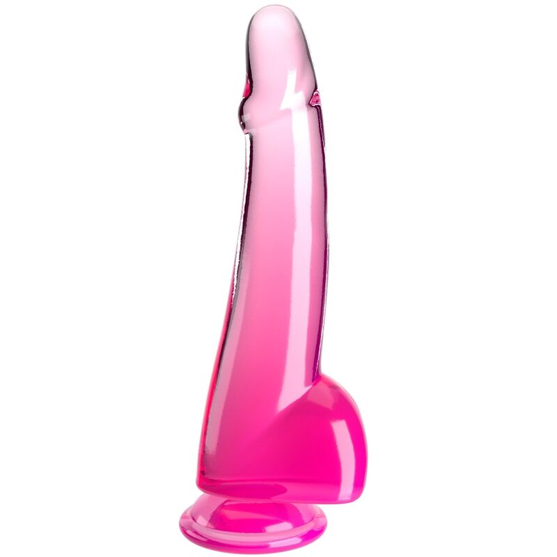 KING COCK - CLEAR DILDO CON TESTICOLI 19 CM ROSA