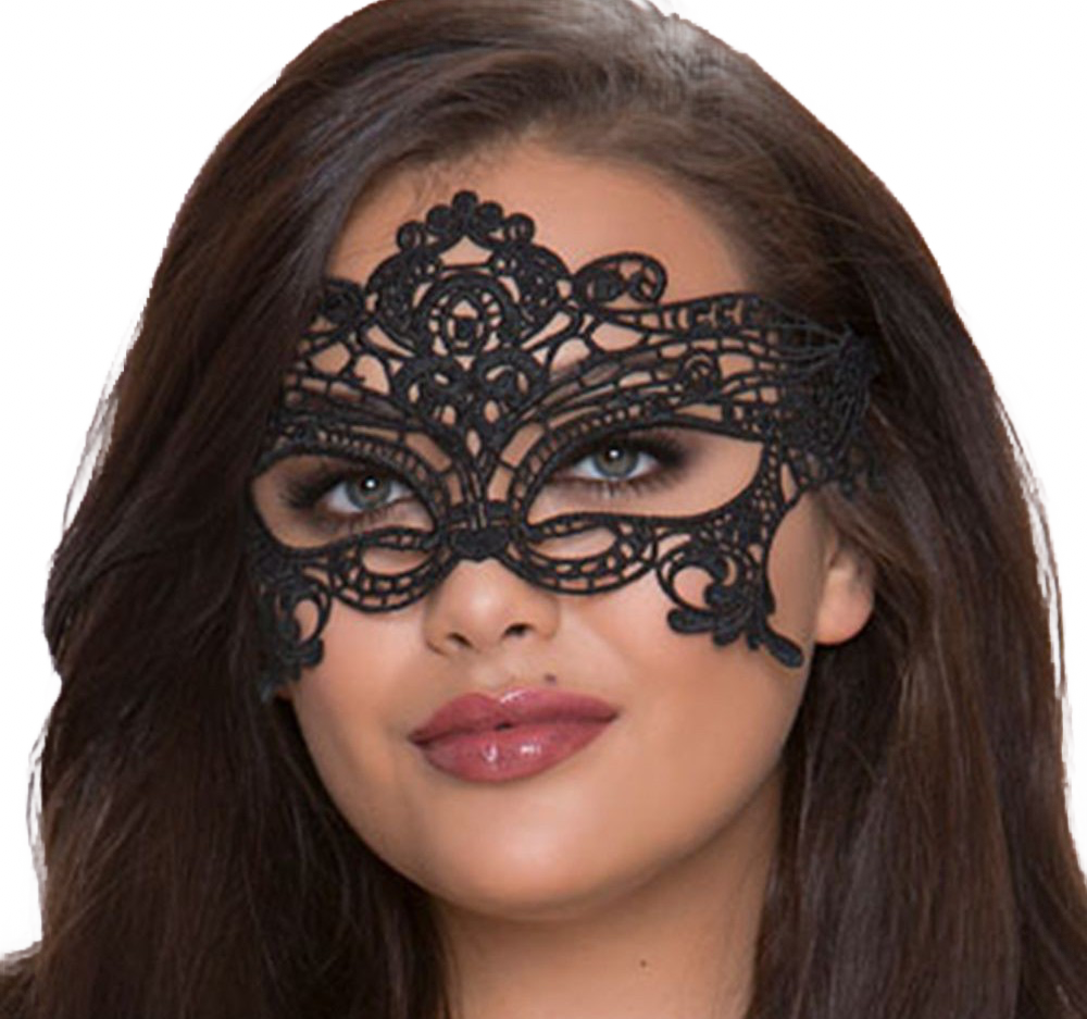 QUEEN LINGERIE - AMPIA MASCHERA IN PIZZO NERO