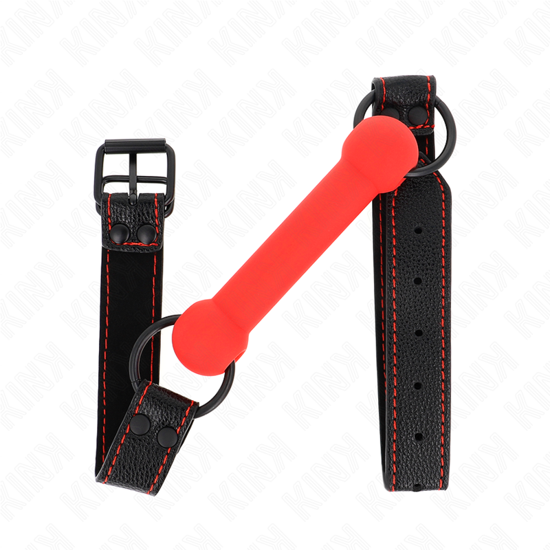 KINK - BONE GAG CON CINTURINO IN SIMILPELLE ROSSO REGOLABILE 41-57 CM