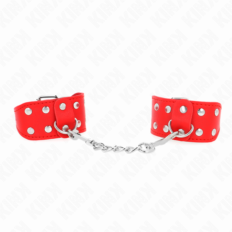 KINK - BRACCIALI CON DOPPIA LINEA DI BORCHIE REGOLABILI ROSSO