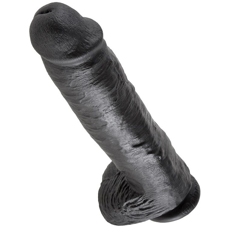 KING COCK - 11 DILDO NERO CON SFERE 28 CM